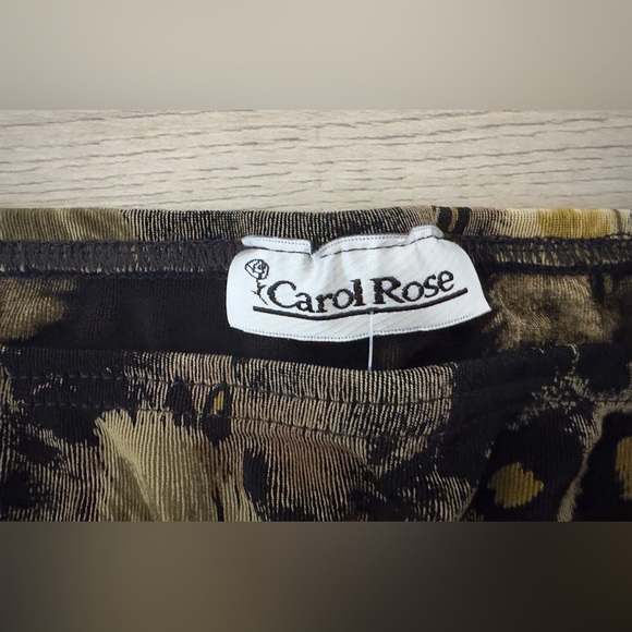 Vintage Carol Rose Brown and Black Pencil Skirt with Feather Design 🪶 - Picture 5 of 7
